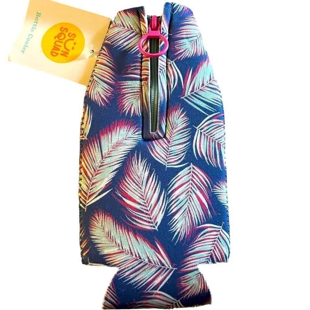 Tropical pink blue purple zipper drink cozy cooler bottle warmer